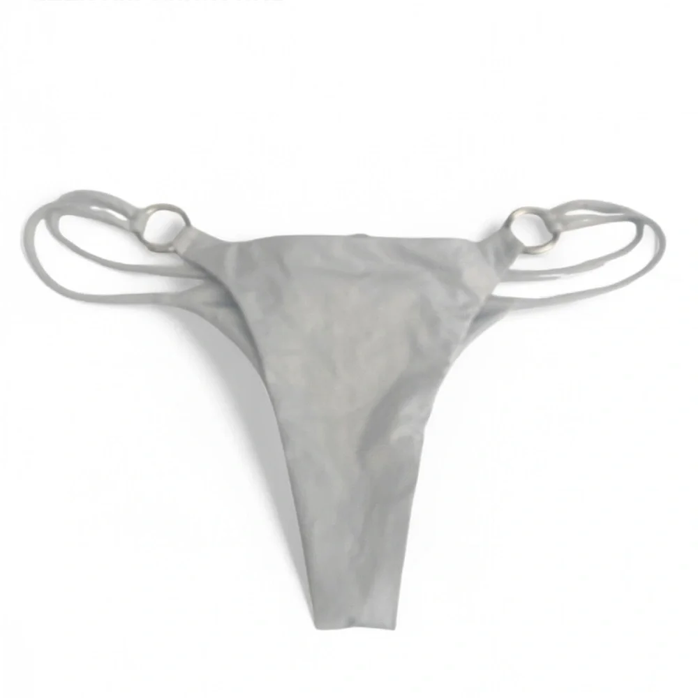 FRANKIE’S BIKINIS GRAY SILVER HOOP SWIMSUIT BOTTOMS SIZE MEDIUM BEACH POOL SWIM